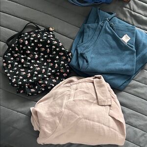 Floral Black Backpack and Clothing Set